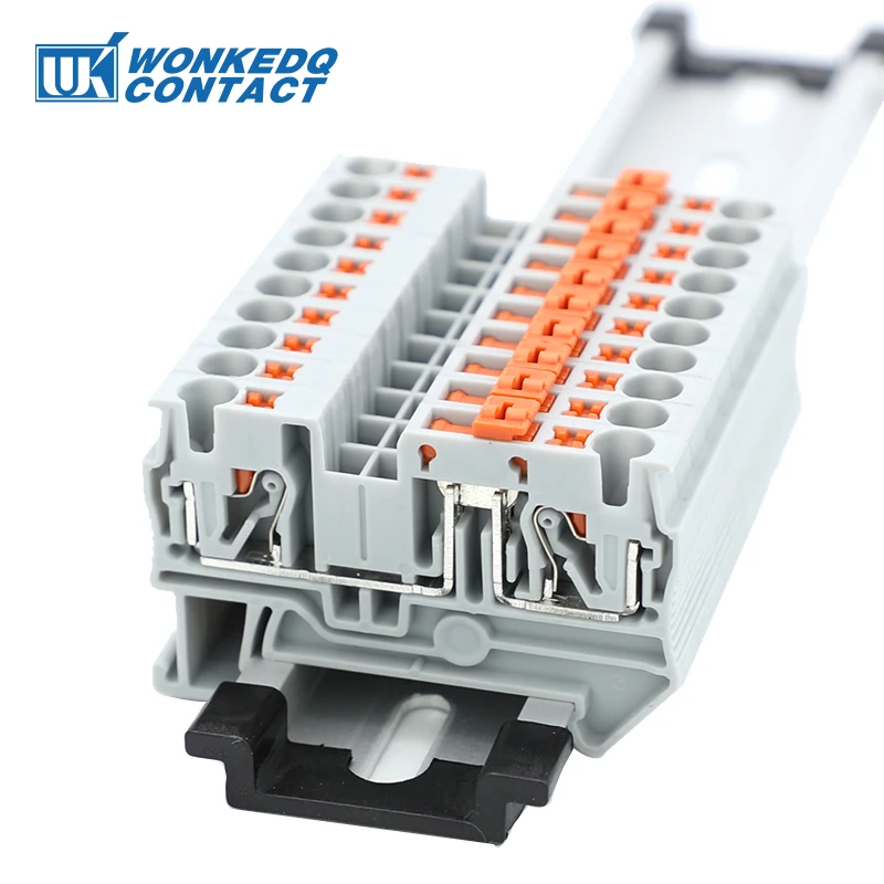 PT-4-MT Knife Disconnect Terminal Block Din Rail Mount PT4-MT 4mm Cable Push-in Insert Electric Wire Connector