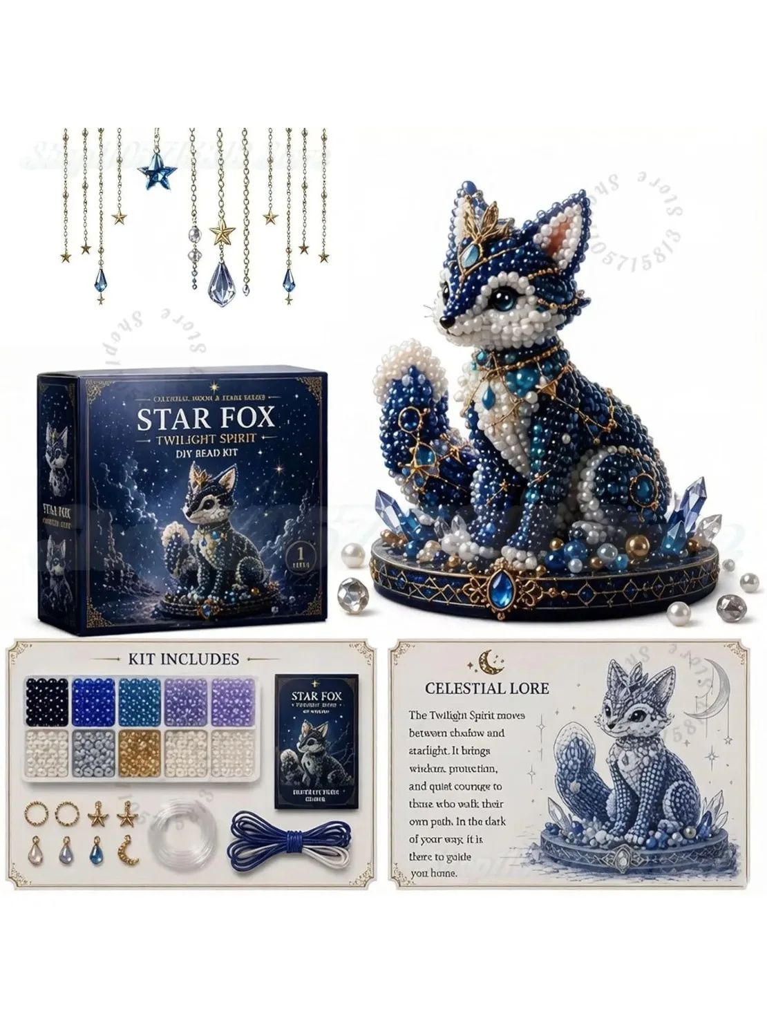 Himmelsmond-Tierwächter DIY Perlen-Bastelset, 3D Sternenhimmel Perlen-Kristall-Set, Desktop-Deko Handgemachtes Geschenk