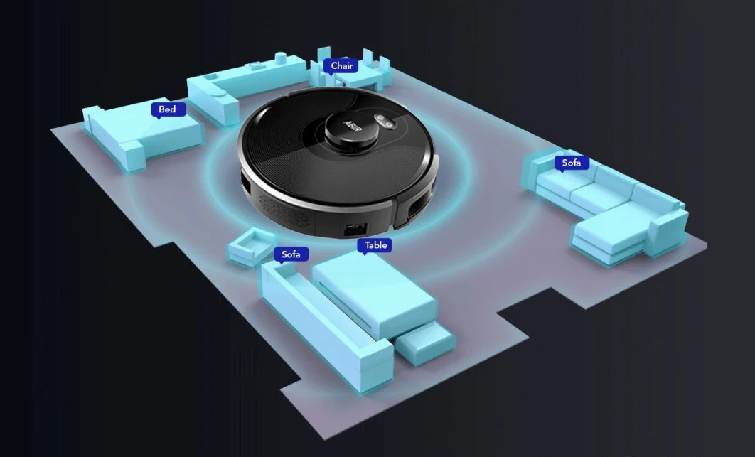 Ridar Navigation, ABIR X8 เครื่องดูดฝุ่นหุ่นยนต์อัตโนมัติ เครื่องดูดฝุ่นแบบชาร์จตัวเอง การควบคุมแอป WiFi