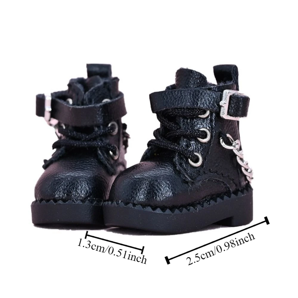 1 paire d'accessoires en cuir PU OB11, chaussures bottes à chaîne, Mini chaussures à chaîne Bjd décontractées à talons hauts 1/12 Bjd Molly