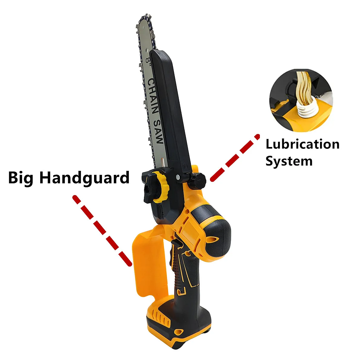 Brushless 8 Inch Chainsaw Lubrication System High-power Electric Chain Saw Safety Hand Guard Power Tools For DeWALT 20V Battery