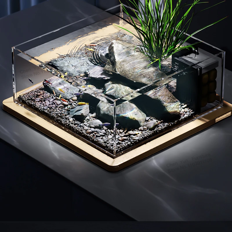 Ecology Living Room Fish Tank Nordic Home Aquatic Pet Supplies Corporation Desktop Fish Tank Loop Light Aquarium Pour Aquarium