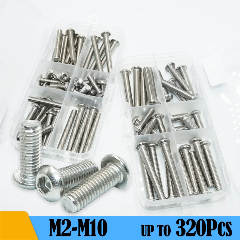 

M2 M2.5 M3 M4 M5 M6 M8 M10 Round Pan Head Hex Socket Screw 304 Stainless Steel Hexagon Button Head Allen Bolt for Motorcycle Car