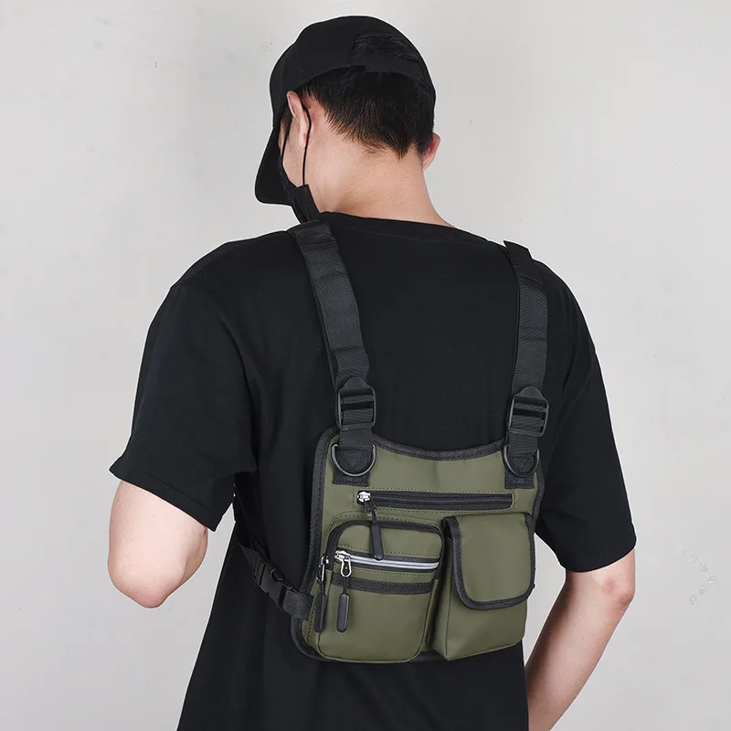 2023 ropa informal estilo Hip Hop bolsa de aparejo de pecho con colgante Oxford de alta calidad chaleco deportivo Unisex bolsas de pecho multifunción riñoneras