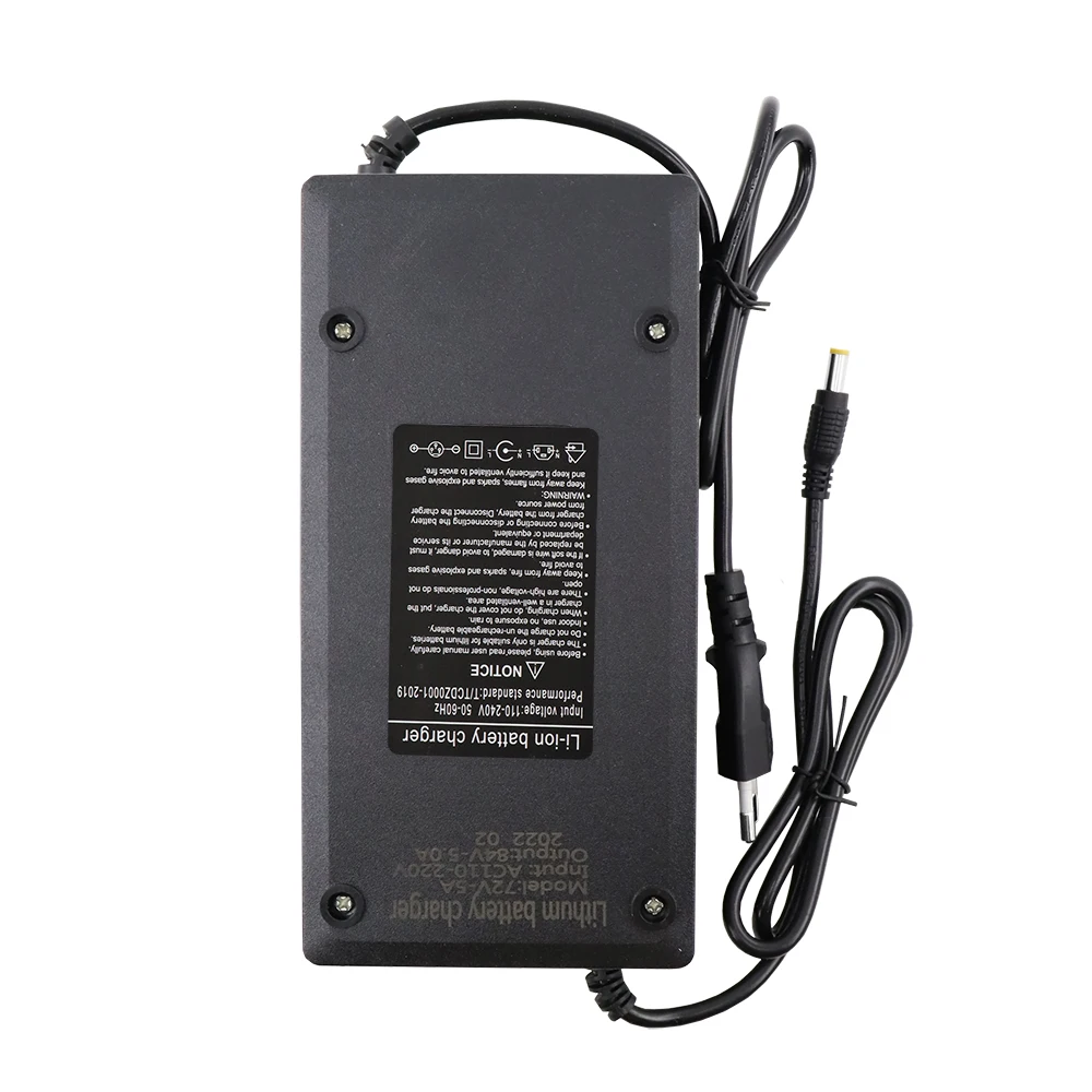 LiitoKala 84V 5A Lithium Battery Charger DC 5.5*2.1MM/P plug for 20S 72V Li-ion battery AC 110-220V Charger