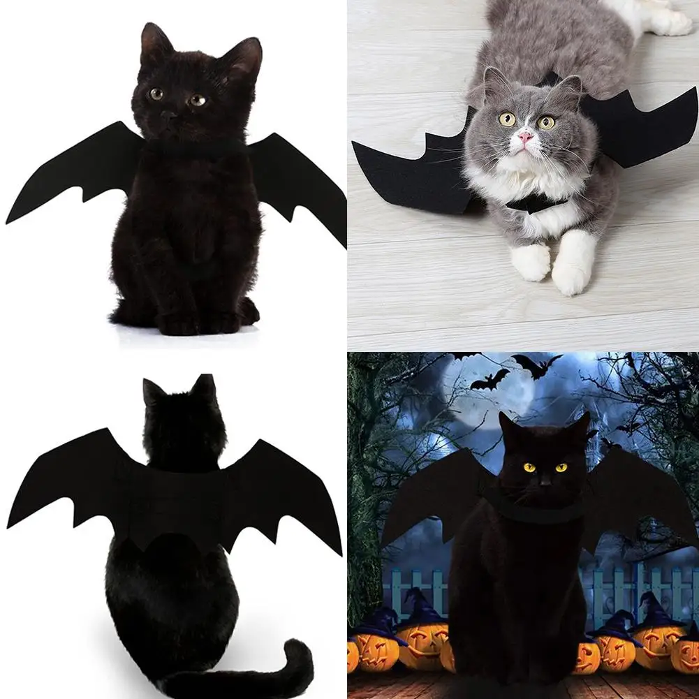 Halloween Cute Pet Clothes Black Bat Wings Harness Costume for Halloween Cosplay Cat Dog Halloween Party for Pet Supplies h O0U9