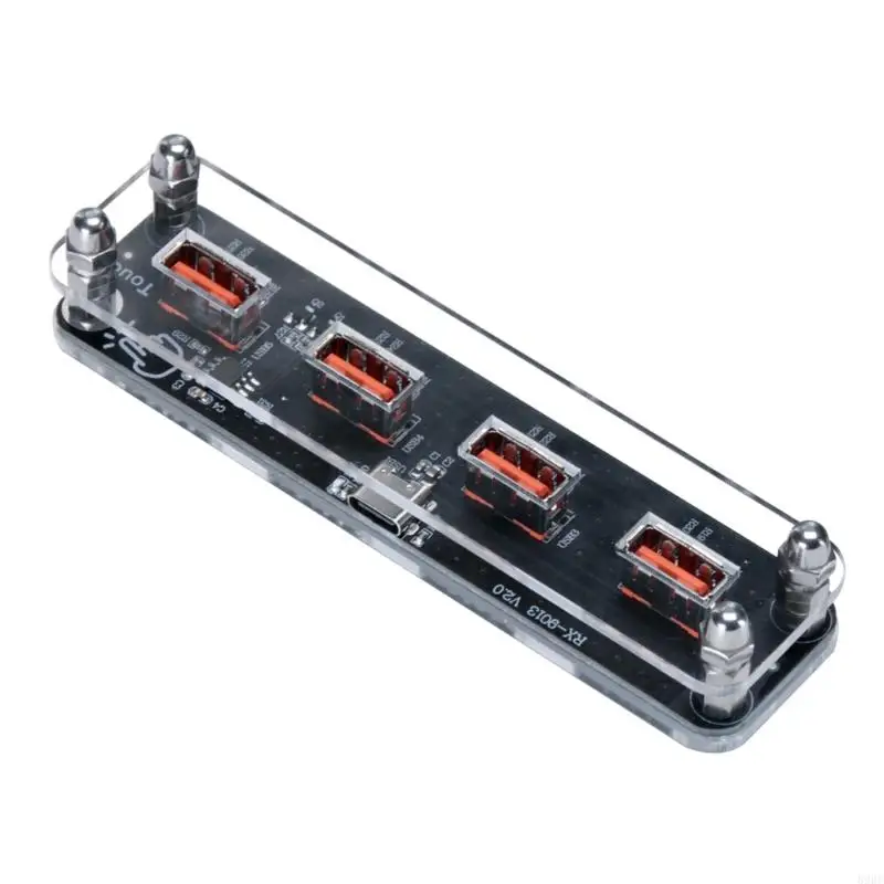 Multiple Device Charging Hub with 4 USB Port and Fashion Clear Design Acrylic Texture Perfect for Home Office Use 896C