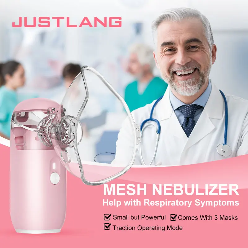 JUSTLANG Rechargeable Nebulizer Portable Min Silent Handheld Inhaler Ultrasonic Inhalator Mesh Atomizer Baby Adult Cough Asthma