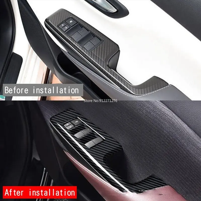 RHD  ABS carbon black For Toyota Corwn 2018-2021  door armrest window lift swtich panle glass control cover interior accesorios