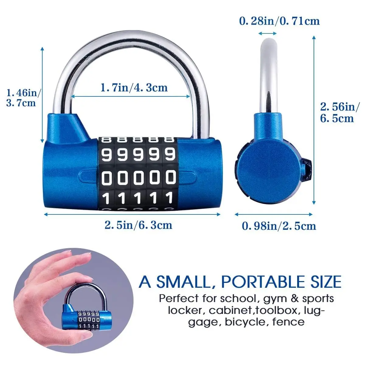 Five Digit Combination Padlock Digital Lock Mechanical Lock Zinc Alloy Gym Locker