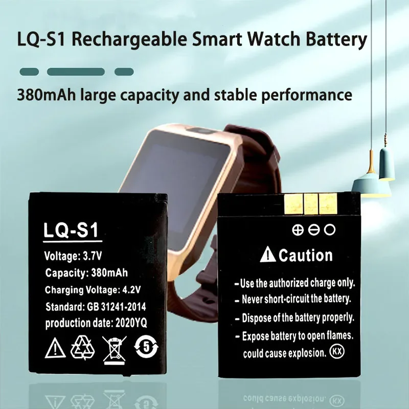 PURFIELD 380mAh Smart Watch Battery LQ-S1 3.7V lithium Rechargeable Battery For Smart Watch QW09 DZ09 W8 Universal Watch Battery