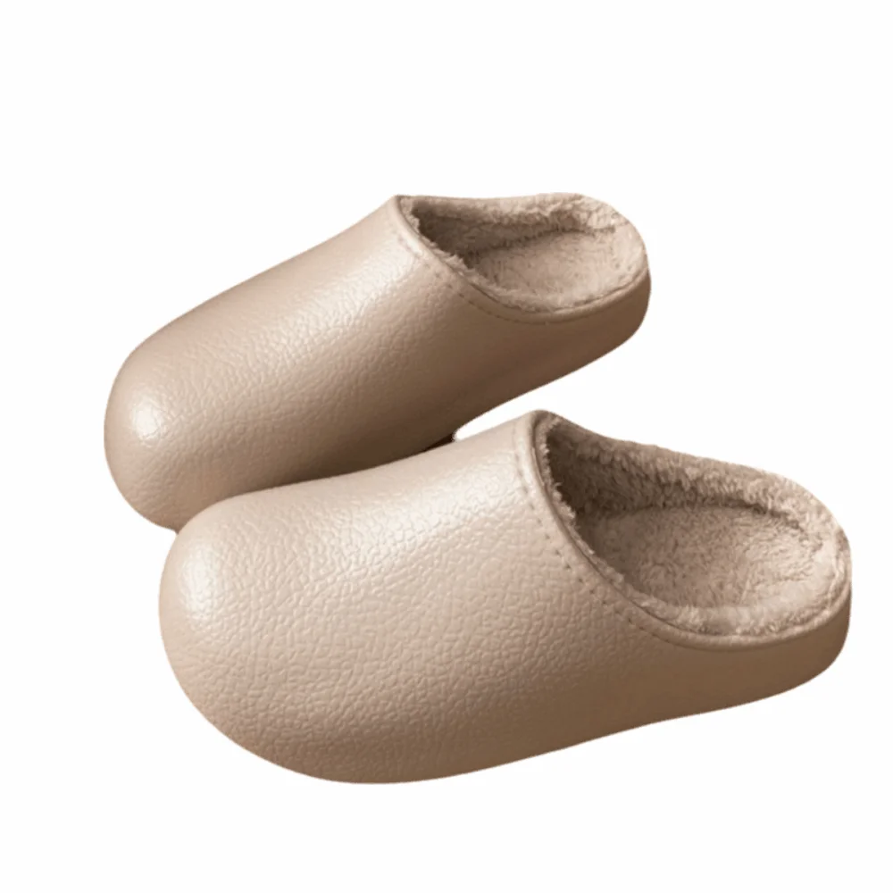 

36-41 Women's Plush Slippers Keep Warm Anti-slip Warm Plush Slippers Fleece Lined Leather Pattern Winter House Shoes Outdoor Use