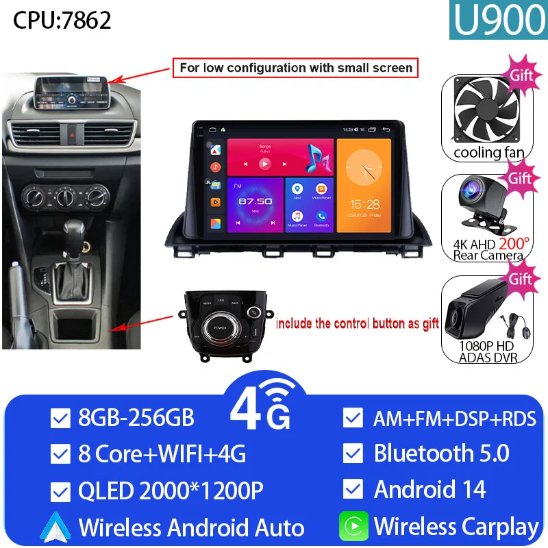 Voor Mazda 3 Axela 2014-2019 Mazda CX-4 CX4 2016-2018 Autoradio Android Auto GPS Navigatie multimedia Video Player Geen DVD
