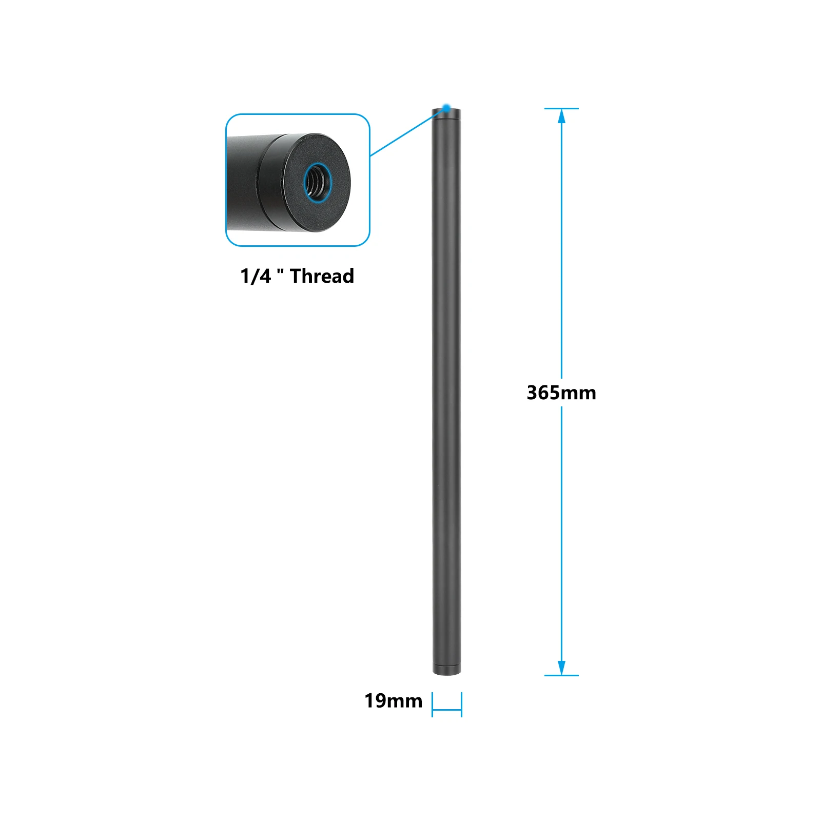 CAMVATE-Par De Haste De Alumínio Para Kit De Ombro Rig, Suporte De Varas, Plugs Extremidade, 13.78 "Longo, 19mm, 2Pcs