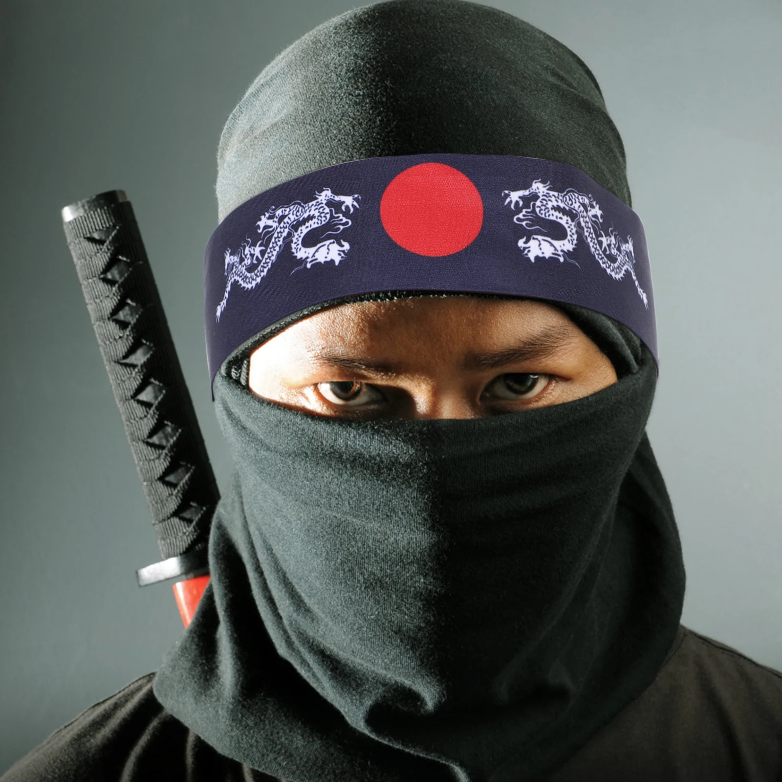 

2pcs Sports Japanese Dragon Embroidered Sweatbands Martial Arts Cooking Headband Chef Headband Chef Headbands Blue