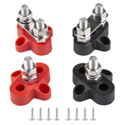 2Pcs Power Junction Block Bus Bar Single/ Dual Studs 48V Power Distribution Studs M8 per Auto Marine Car Trailer RV Boat