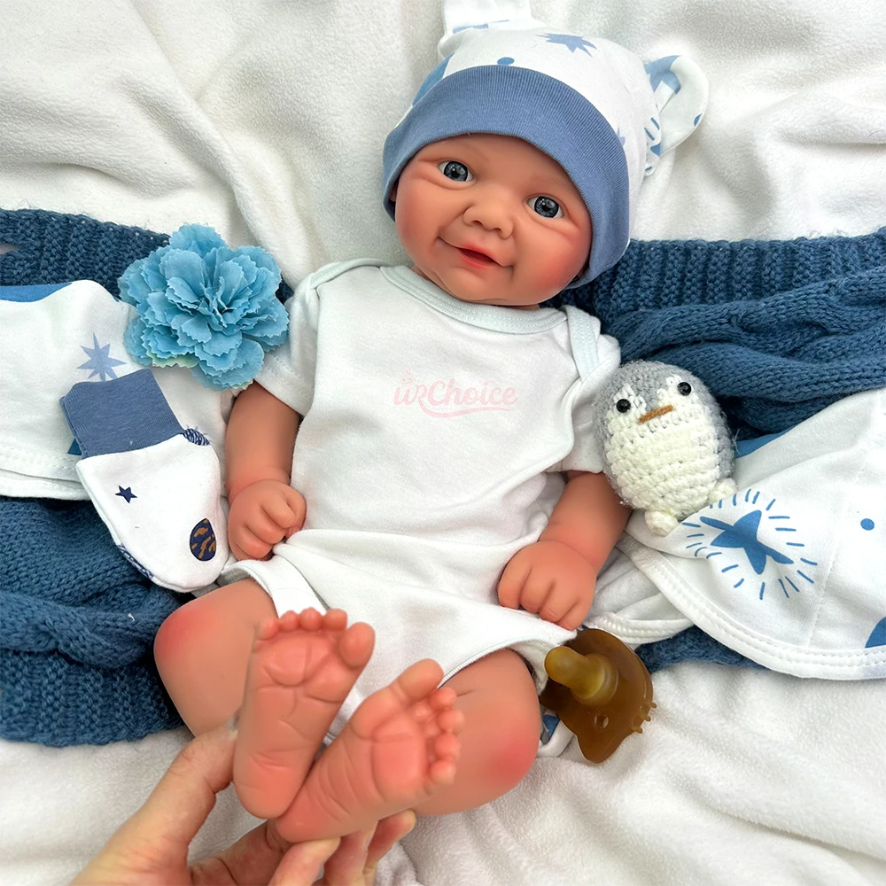 43cm Adorable Girl/Boy Vivienne Lifelike Silicone Reborn Baby Doll Soft Washable Teaching Rebirth Doll Anatomically Correct