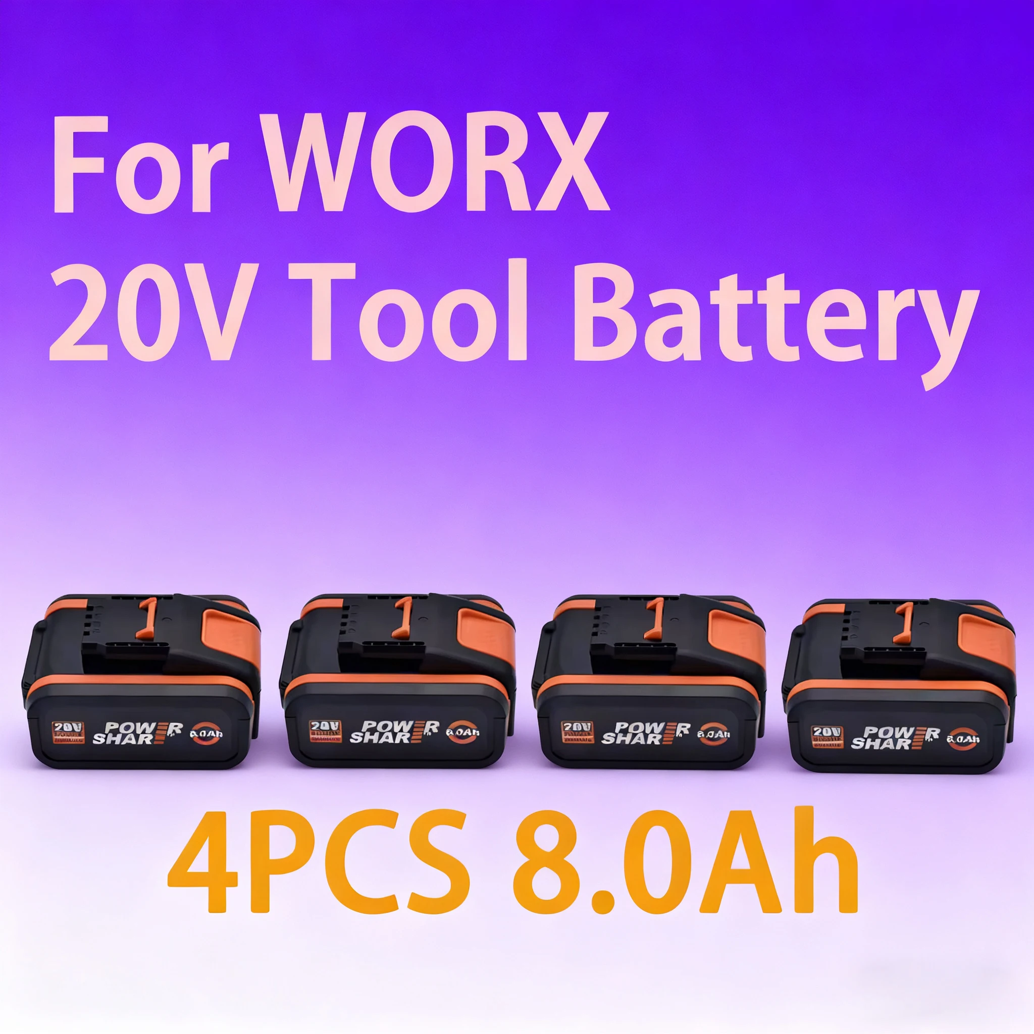 8Ah 20V Lithium-Ion Battery Replacement for WORX Power Share,Compatible with WA3551 WA3553,Fits 150+ Cordless Tools WG543 WX550L