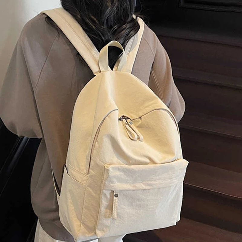 Borse da scuola per studenti semplici in stile coreano Zaino da viaggio di grande capacità per il tempo libero Borsa a tracolla per computer unisex in tinta unita