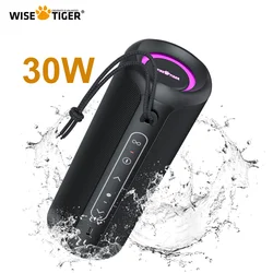 WISETIGER P3 Altavoz Bluetooth portátil 30W IPX7 impermeable caja de sonido inalámbrica Bass Boost BT5.3 RGB luz conexión TWS