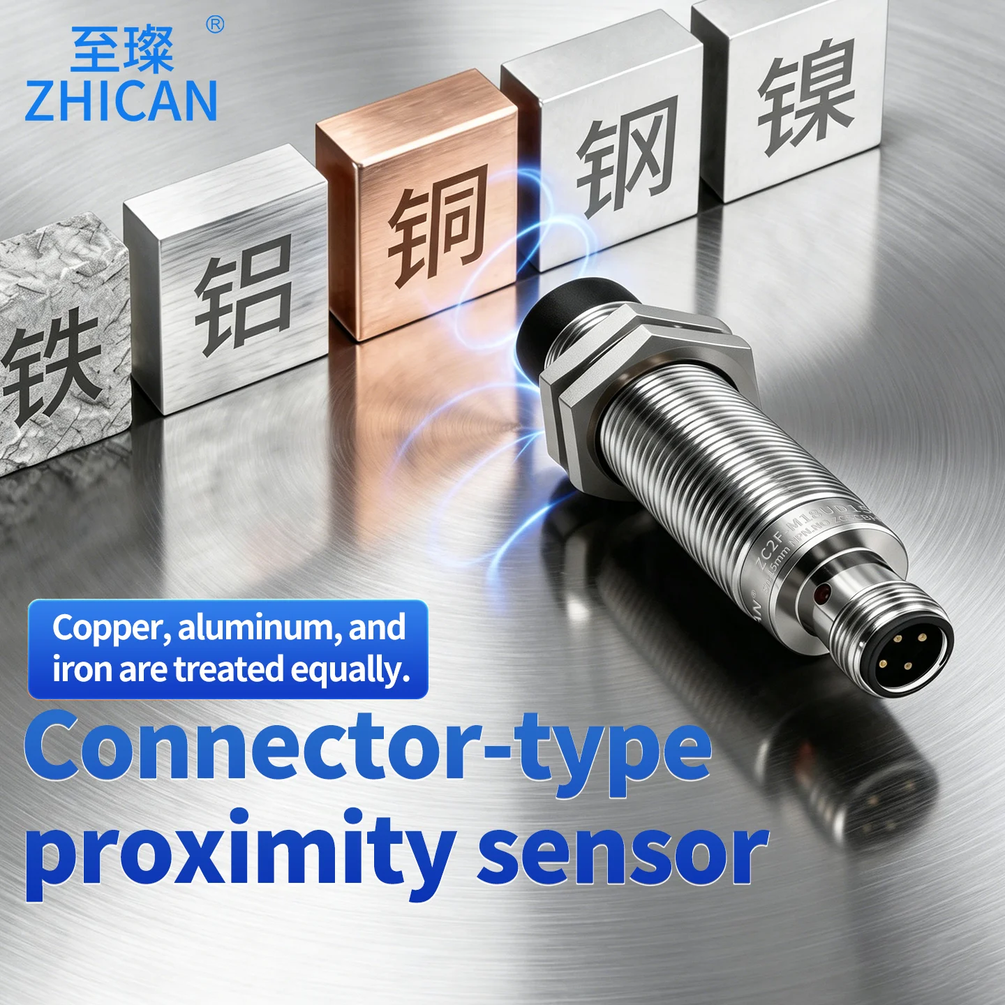 ZHICAN ZC2F IP68 Factor 1 Inductive Proximity Sensor M12 M18 M30 Connector Type All Metal Detection NPN NO 24V
