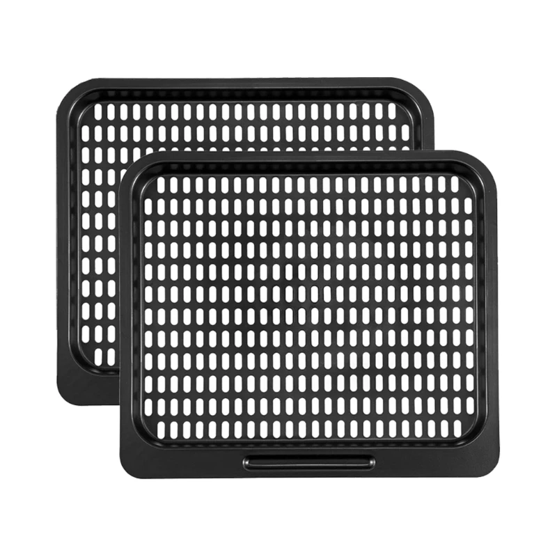 

2Pieces Replacement Tray Square Mesh Cooking Rack Multifunctional Oven Pan