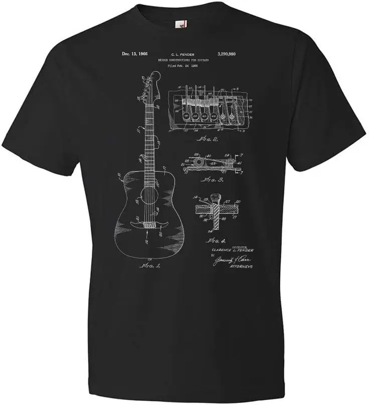 Acoustic Guitar Bridge Patent T-Shirt, Gifts for Men, Guitar Gifts, Musician Gifts, Dad Gifts, Guitar T Shirts