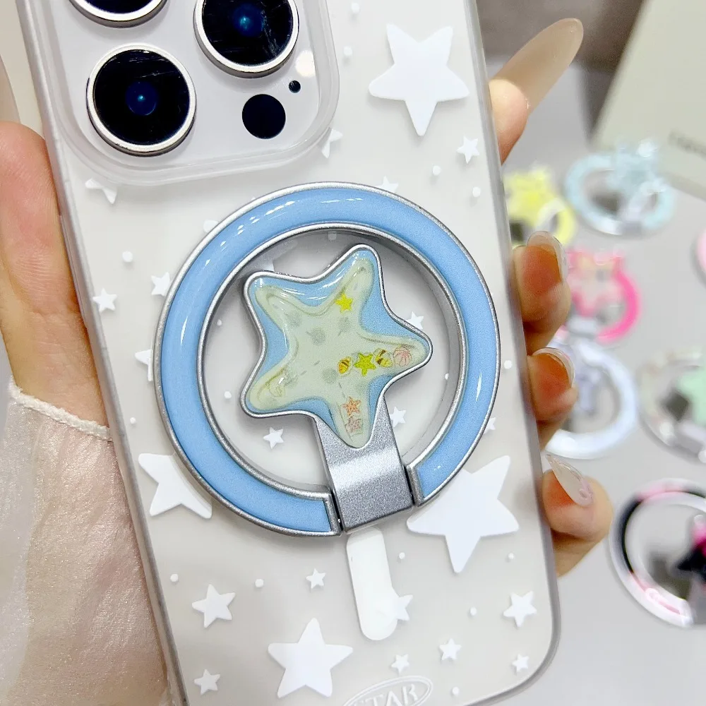 

Корейская подставка для телефона с милой мультяшной звездой для Magsafe GripTok, кронштейн для IPhone 17, Samsung Motorola Google, универсальный магнитный держатель