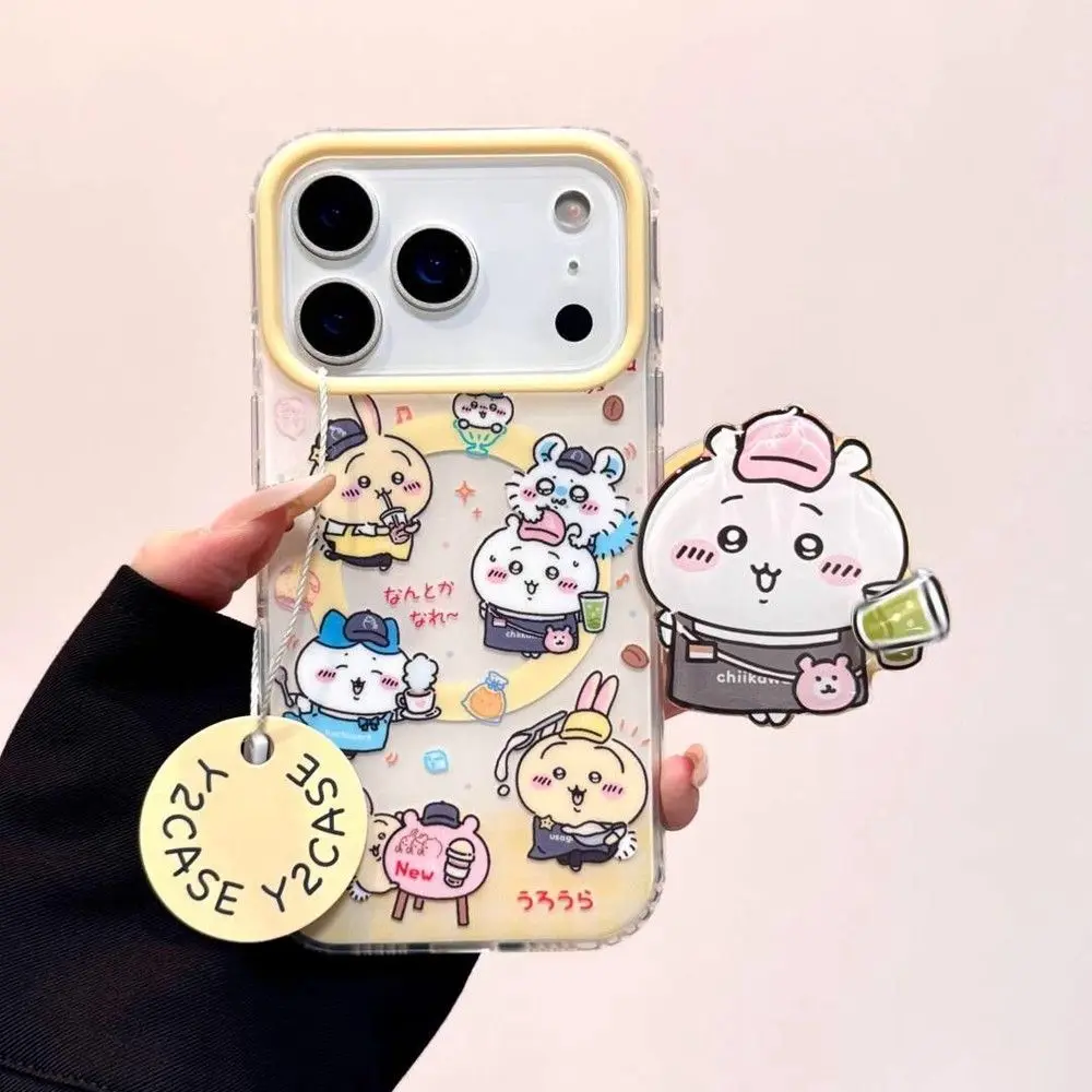 Casing HP Chiikawa Hachiware Usagi Momonga cocok untuk iPhone 17 16 15 14 13 12 11 pro max, pelindung menyeluruh, hadiah ulang tahun