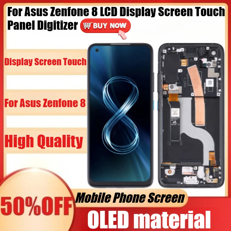 

New OLED For Asus Zenfone 8 LCD Display Screen Touch Panel Digitizer For Asus Zenfone 8 LCD With Frame