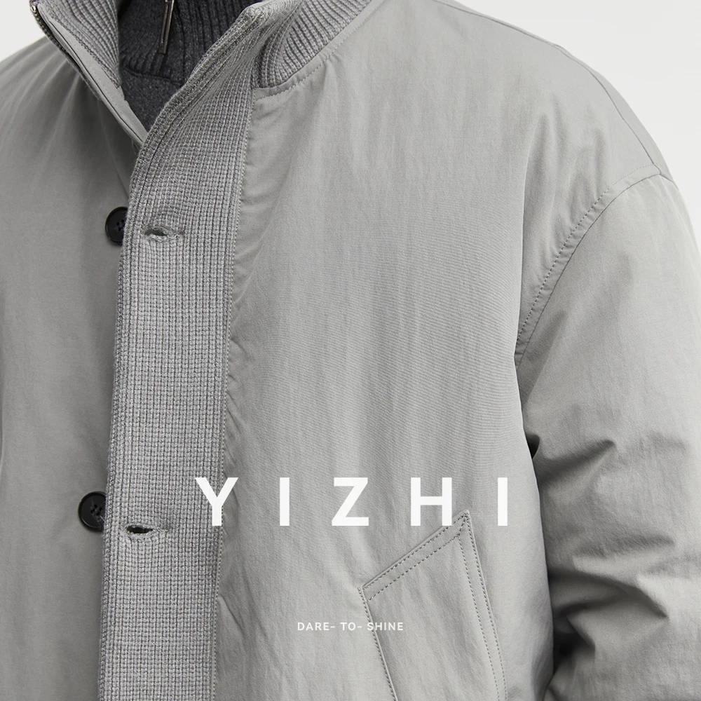 موضة الرجال 90 بطة بيضاء أسفل قصيرة الوقوف طوق أسفل سترة شتاء 2025 جديد الرجال الدافئة طويلة الأكمام معطف فوقي سترة