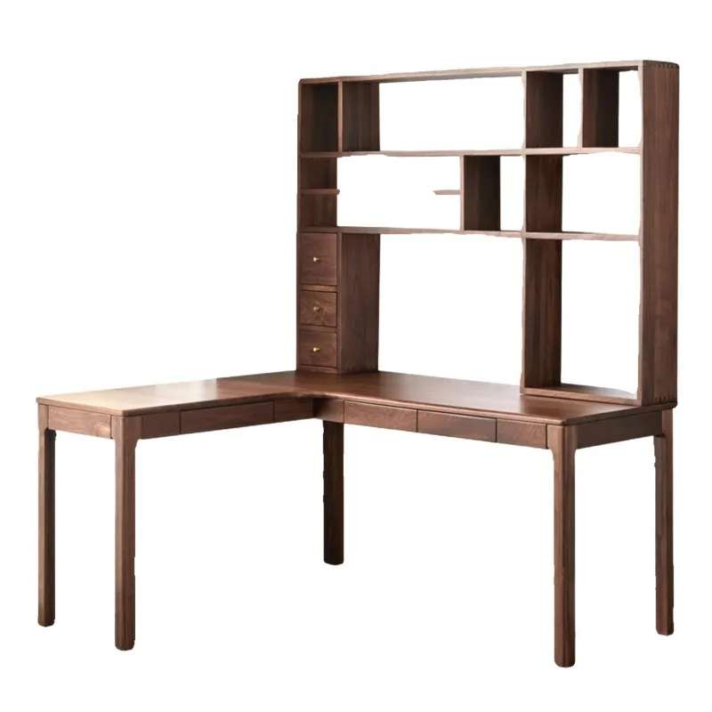 

North American black walnut corner L-shaped corner computer desk solid wood light luxury desk