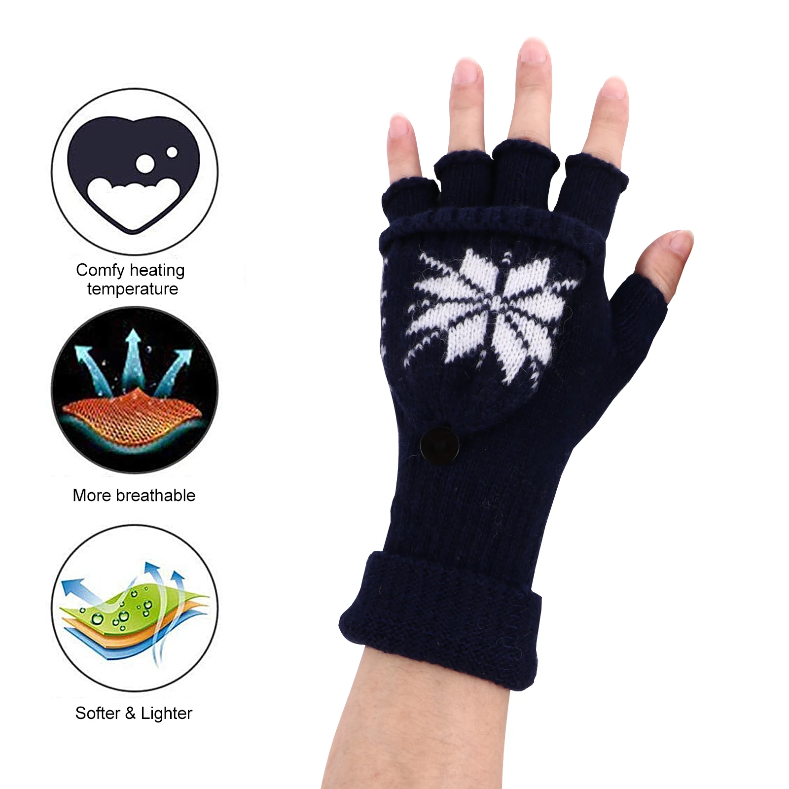 

Heated Gloves USB Powered Winter Warmer Half Finger Women Mitten Soft Elastic Knitting Material Gaming Typing Outdoor