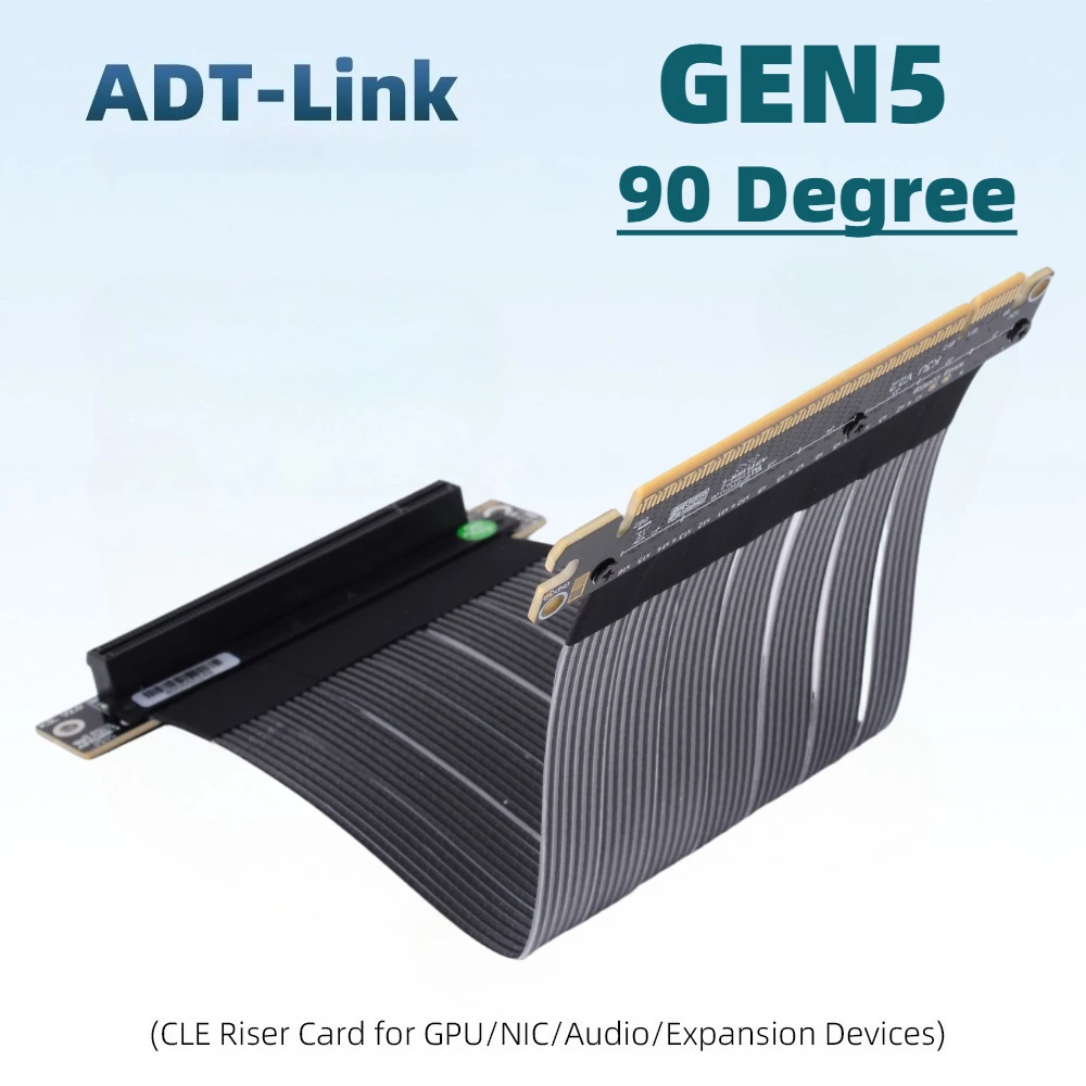 PCI Express 5.0 4.0 x16 Riser Cable GPU Extension Wire 90 Degree for Newest Gpus ITX Chassis PC Cases RTX 5090/4090 & RX 7900 XT