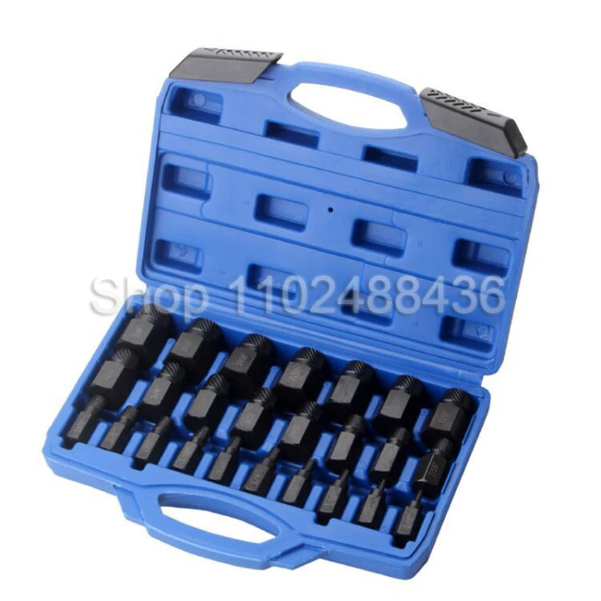 25pcs Imperial Multi-Spline Broken Head Screw Extractor Hexagon Head Bit Socket Wrench Bolt Remover Manual Combination Set