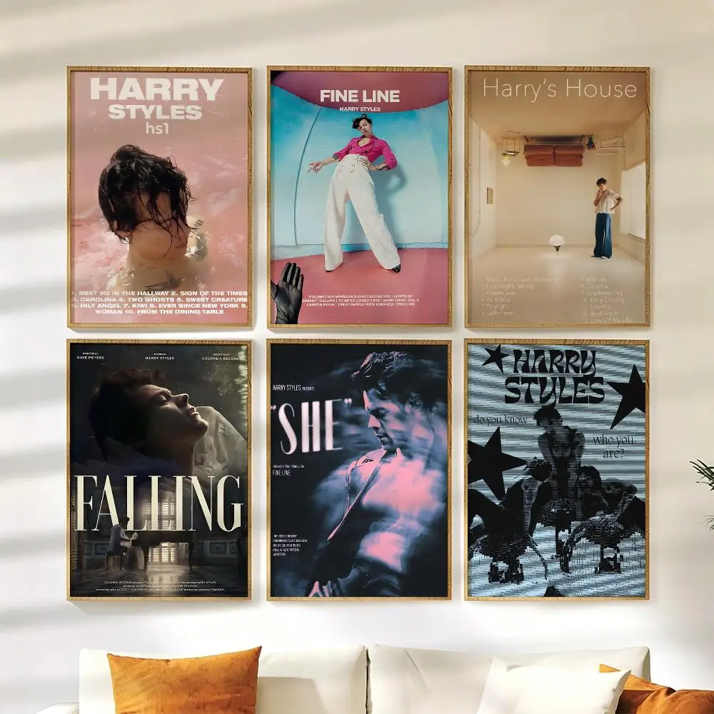 H-Harry Styles Singer Poster Wall Stickers HD Painting Self Adhesive Art Decals for Bedroom Living Room Home Decor