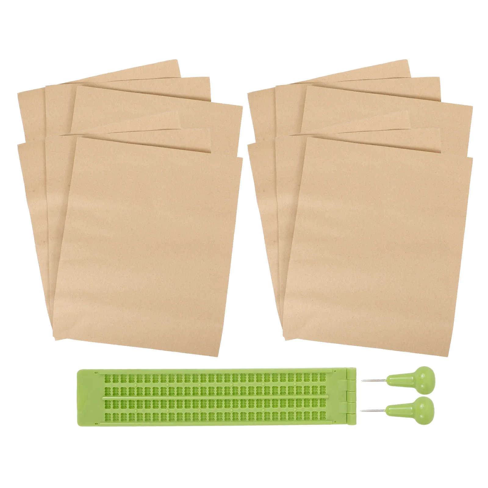 Braille Writing 4 Rows 28 Cells Reusable Plastic Plate Studying Stylus Kit Paper Handwriting Blind Gadget Health Care