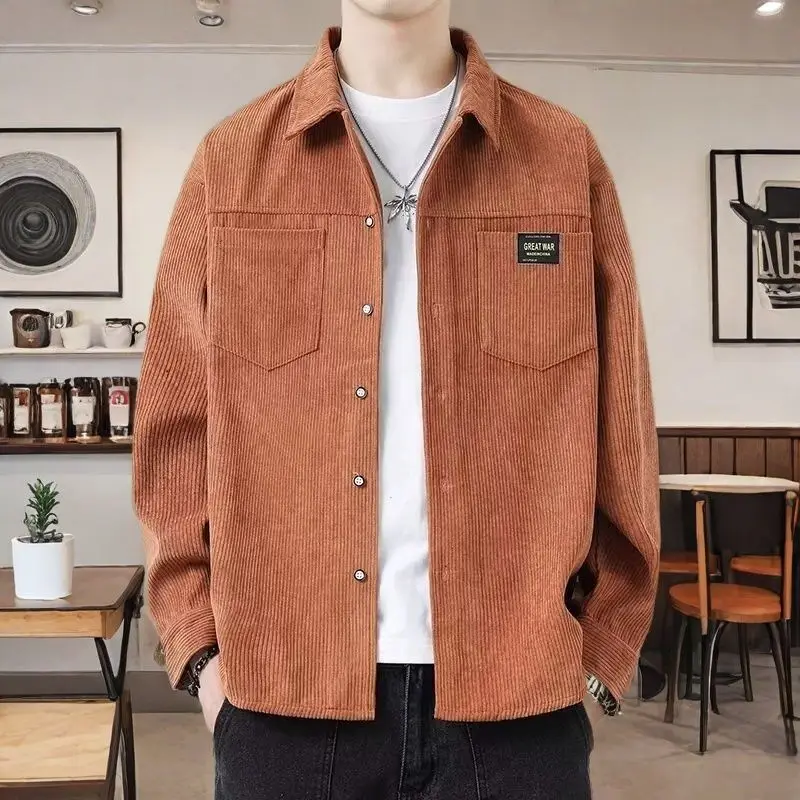 

Новая мужская повседневная свободная одежда Autumn Faion Small ence Design Top Повседневная универсальная верхняя одежда со стойкой Светоотражающая ночная одежда...