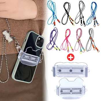 Correia do telefone móvel corda volta claro clipes kit ajustável destacável smartphone pendurado corrente anti perdido cordão braçadeira