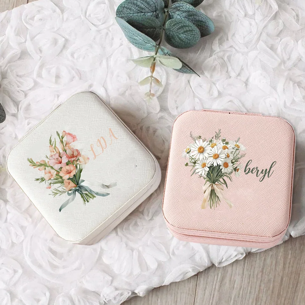 Personalized Birth Month Flowers Jewelry Box for Women Customized Birth Flower Jewelry Box Christmas Birthday Gift for Her