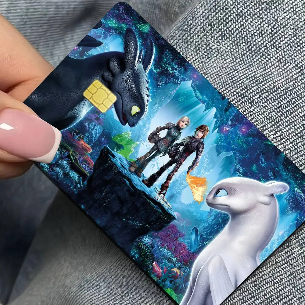 Anime H-How To-Train Your D-Dragones Credit Card Skin Stickers No Adhesive Residue Water Proof For VISA Credit Card Subway Card