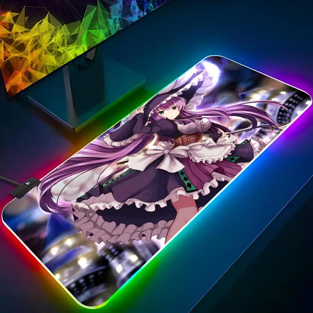 Imagem -04 - Backlit Rgb Gaming Mouse Pad Mousepad Rgb Simples Teclado Gamer Girl Table Pads Laptop Deskpad xl yu gi oh