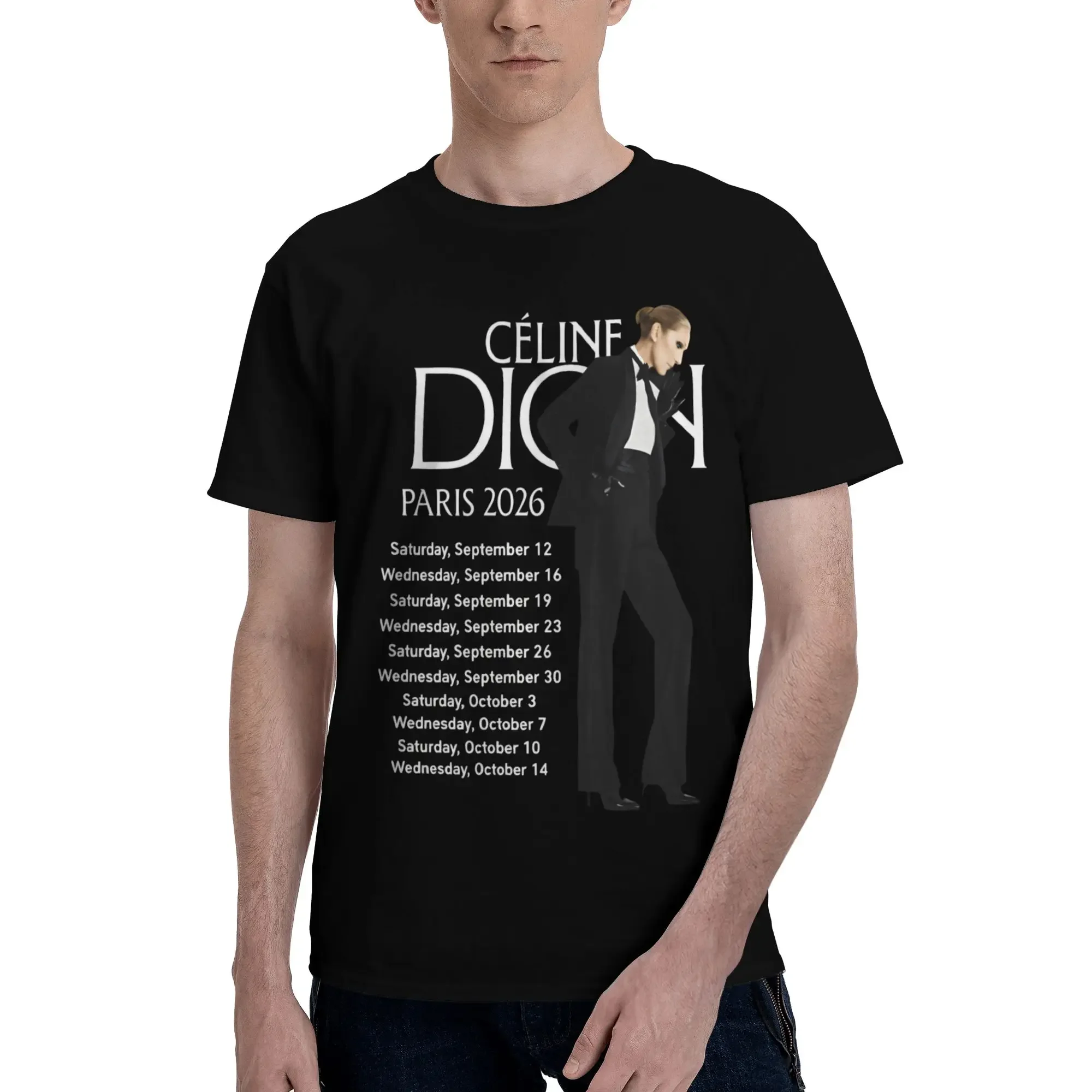 Family Celine Dion Paris 2026 Tour Merch Graphic Polyester T-shirt Short Sleeve Tee New Arrival Music Fan Tops