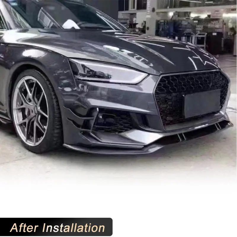 Carbon Fiber Car Front Bumper Side Canards Trims for Audi RS5 Coupe 2D Sportback 4D 2017-2020 Front Canards Fins Splitters