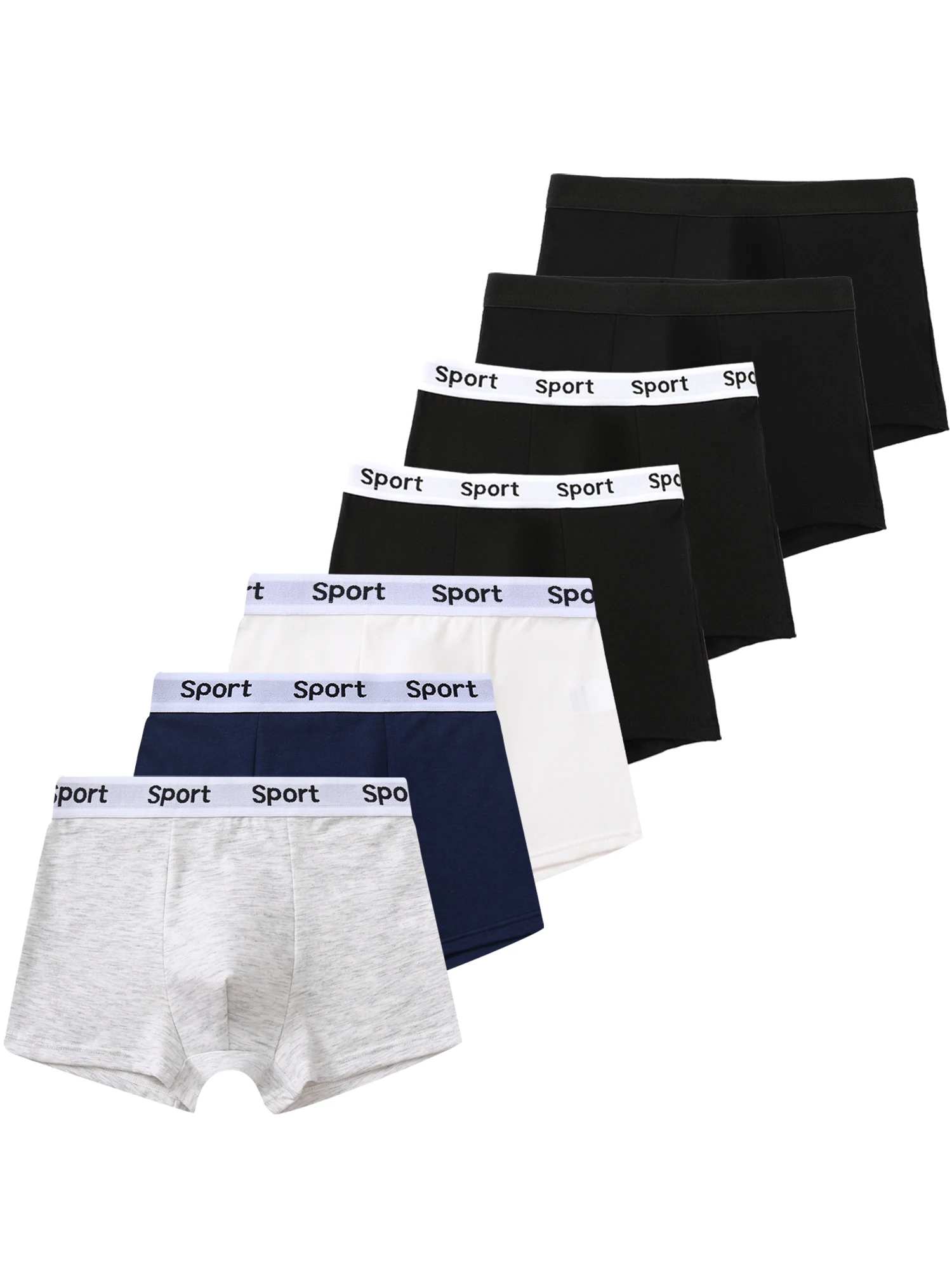 7 pieces mixed boys' underwear 8-14 years old solid color breathable soft stretch 95% cotton boy's boxer briefs