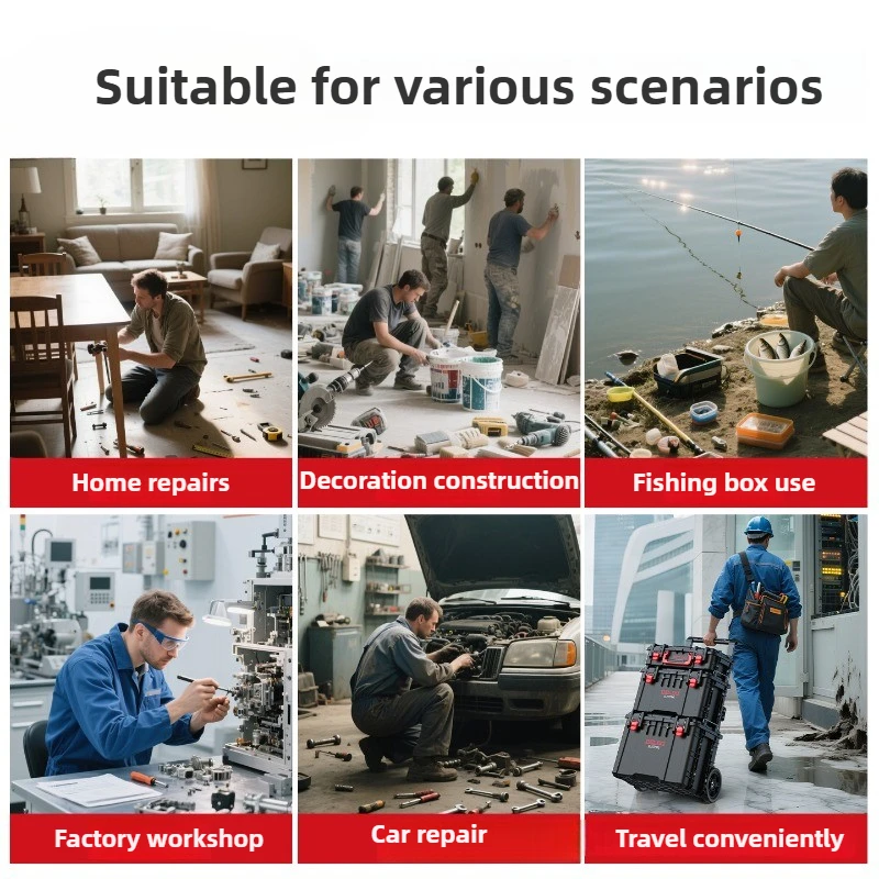 Trolley Stacking Toolbox Labor-saving Combined Tools Case Heavy Duty Large Capacity Storage Box Set Tools Organizer with Wheels