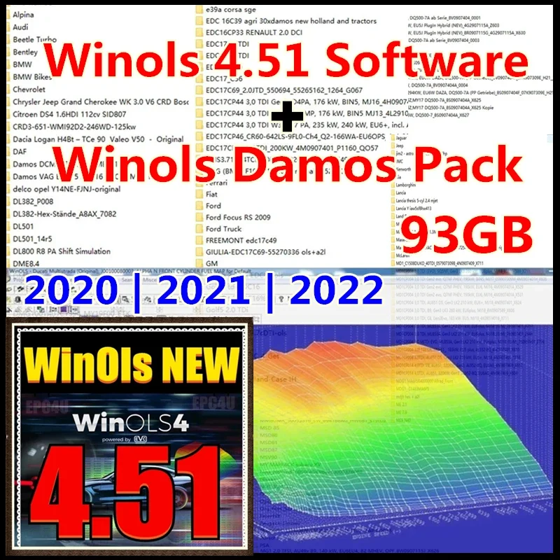 Newest winols 4.51+93GB WINOLS DAMOS NEW Big Archive Damos Mappacks for Winols Software BIG PACK Package Chip Tuning Maps Files