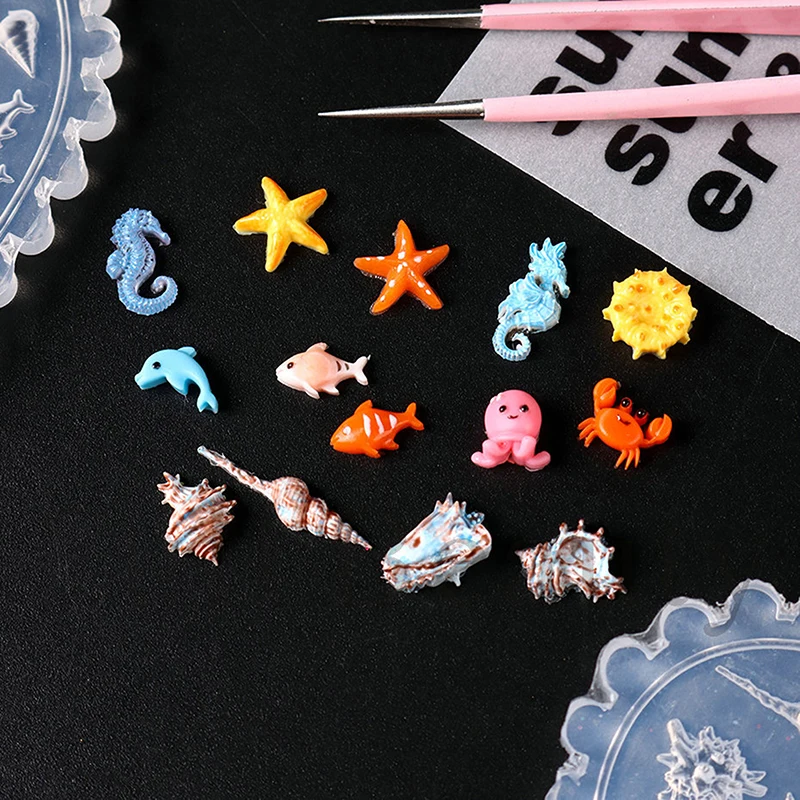 

1 Piec 3D Silicone Nail Carving Mold Marine Creature Crafting DIY Tool e Cute Sea Conch Jellyfish Nail Art Moulds Ocean Theme