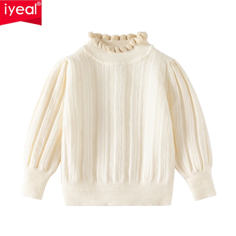 

IYEAL Spring New Baby Girls Cotton Knitted Clothes Solid Color Sweater Infant Toddler Long Sleeve Fashion Pullover Tops Clothing