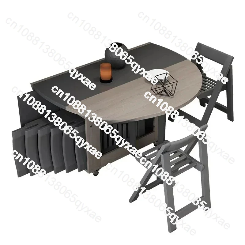 Coffee Round Fashion Folding Dining Table Multifunctional Round Movable Dining Table with Folding Chairs